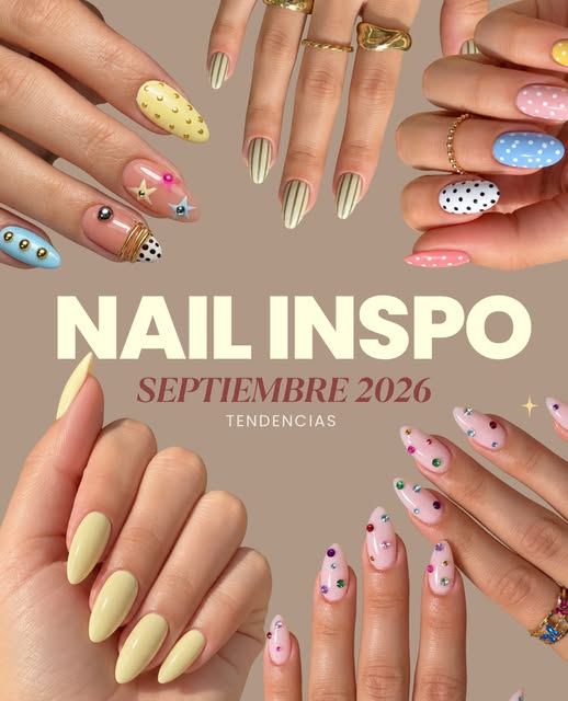 Detalle de manicura de autor con detalles dorados